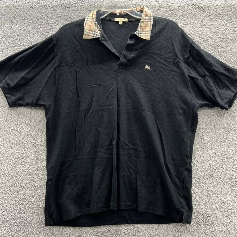 BURBERRY POLO Men’s XL (US) / European XXL **RARE** Plaid Collar 🔥👕